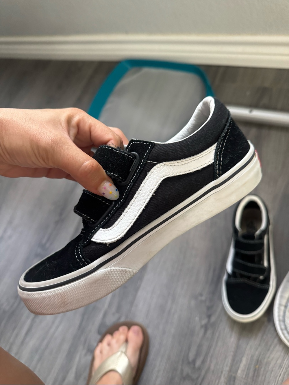 Vans Black and White Low-Top Velcro Sneakers